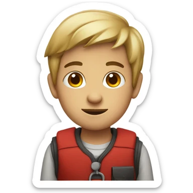 thoughtful boy with red accents sticker