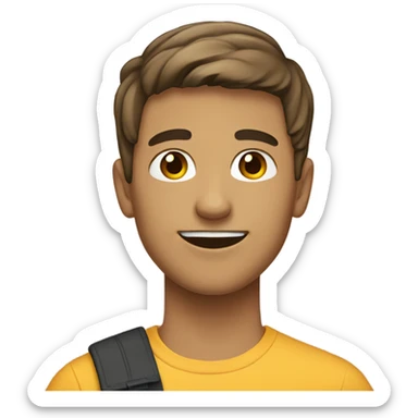 teenager with short brown hair, light beard, light then mustache , smiling sticker