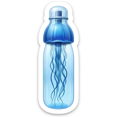 sea jellyfish stuck leg in plastic bottle sticker