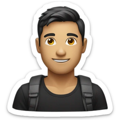 UX designer boy in black shirt saying hi sticker