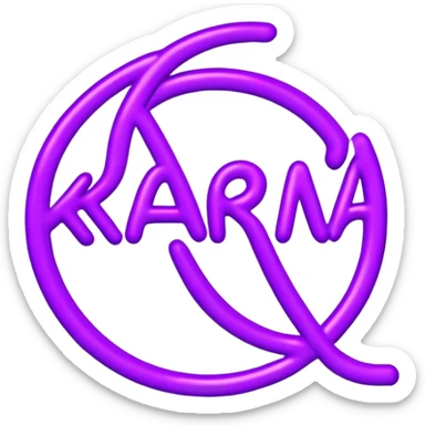 Violet neon sign with the word karma sticker