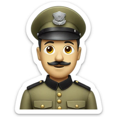 charlie chaplin without his hat and in a soldier's uniform sticker