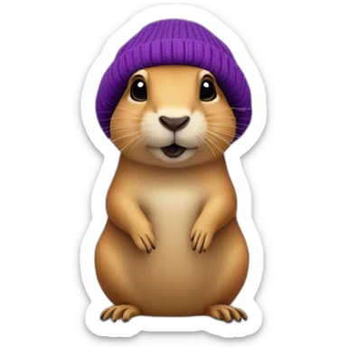 prairie dog with purple beanie just head with words GG sticker