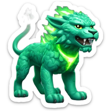 Komainu with electric storm skin and emerald on the body sticker