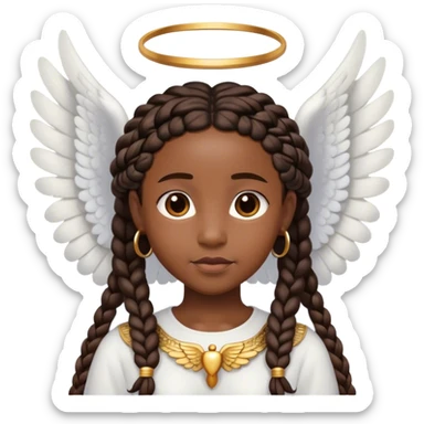 black with African braids and angel wings sticker