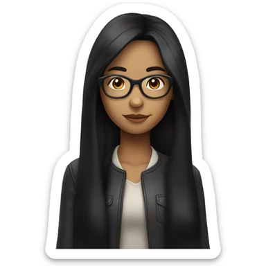 Girl with long black hair and glasses sticker