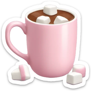 Light Pink mug of hot chocolate with marshmallows  sticker