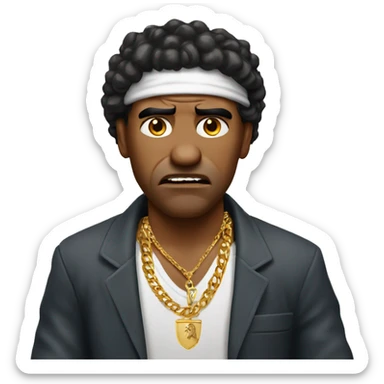 angry cuban man wearing  gold jewlery sticker