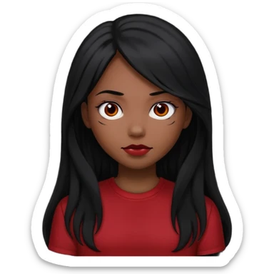 long hair devil gir red facel with shirt sticker