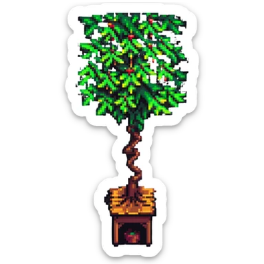 tree hanging upside down from a roof sticker