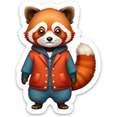 Red panda dressed up sticker