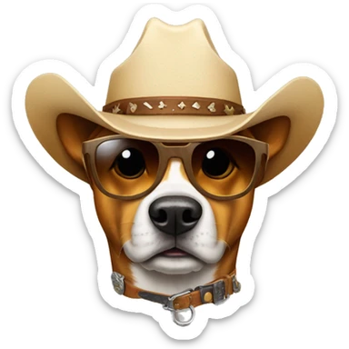 Dog with a Cowboy hat and sunglasses  sticker