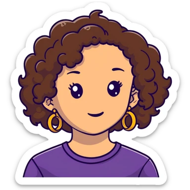 Teenage girl with curly brown hair, choni style with hoop earrings sticker