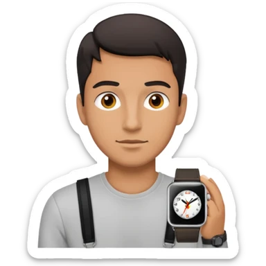 man wearing a black strap watch sticker