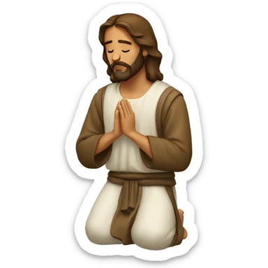 jesus kneeling praying sticker
