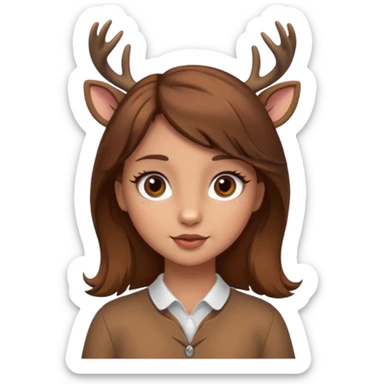 Make a cute girl deer with brown hair and brown eyes give her cute lashes sticker