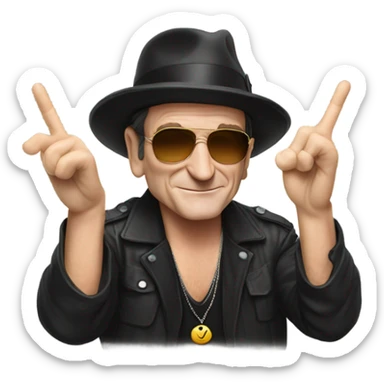 Bono doing v sign sticker