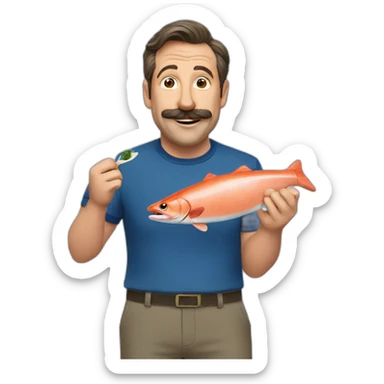 Ted lasso eating salmon sticker