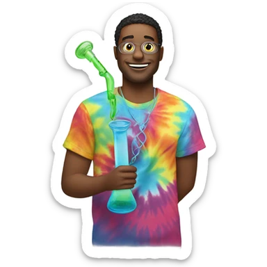 Guy holding tie dye Bong  sticker