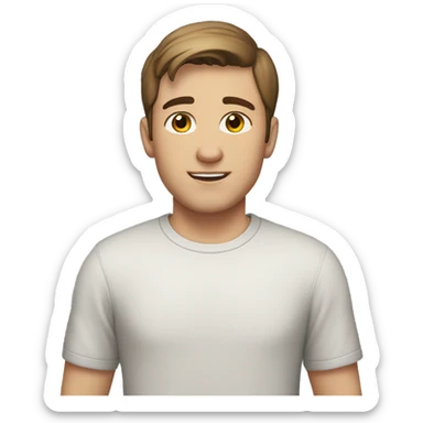 A 22 year old, Caucasian man, with short brown hair,   with brown eyes wearing a t-shirt. sticker