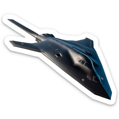 B-2 Spirit bomber - Northrop B-2 (Model Year: 2021) (Iconic colour: Stealth black) - A sleek, stealth bomber with smooth, angular contours and a matte jet-black finish. Emphasize a futuristic, minimalist design with a seamless fuselage, low-profile wings, and an overall intimidating stealth aesthetic. sticker