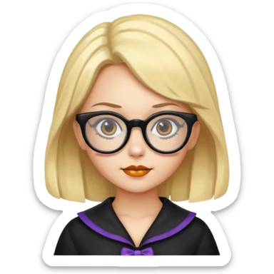 girl with hallowen costumes with glasses sticker