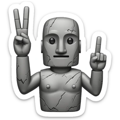 Moai making a peace sign sticker