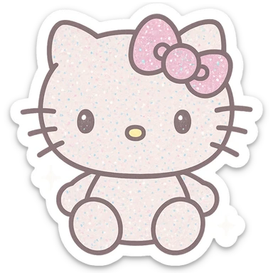 Hello Kitty with glitter all over her fur and bow, sparkling effect, adorable and cheerful expression sticker
