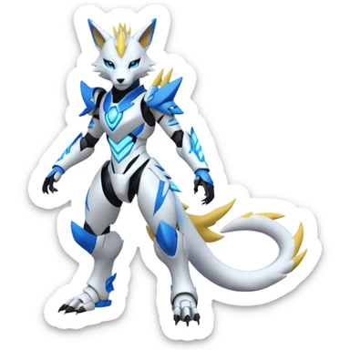 Modern White Albino Cyber Renamon-Zeraora full body sticker