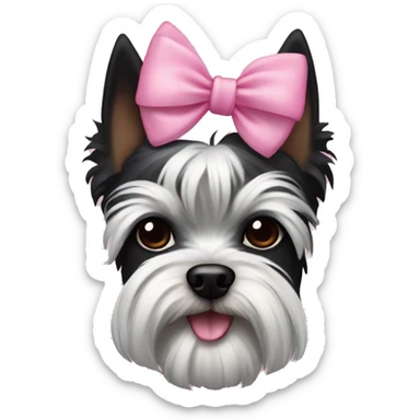 black Biewer Terrier with pink bow sticker