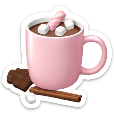 Light Pink mug of hot chocolate with marshmallows  sticker