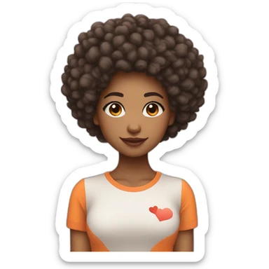 Light skin girl afro orange with heart shaped hands sticker