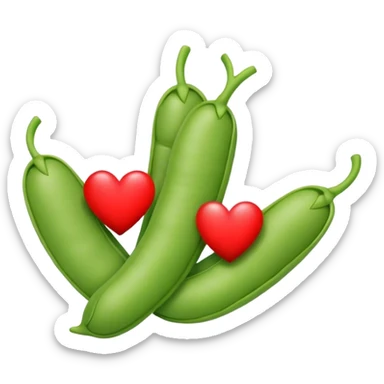 Three soy beans and a heart sticker