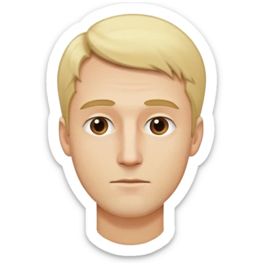 Đàn ông, mặt to, tóc vàng nhạt hói ít tóc, cằm dài, mặt đầy đặn dài sticker