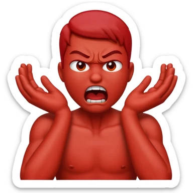 Create an emoji choking violently with hands on neck looking mad sticker