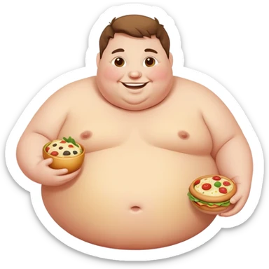 Fat person with food sticker