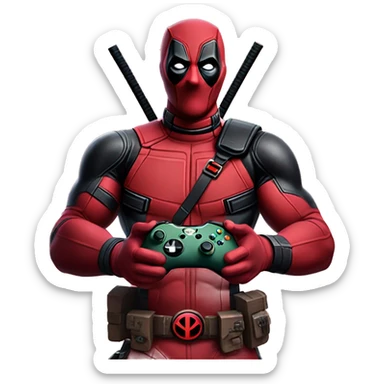 Deadpool holding xbox controller sticker
