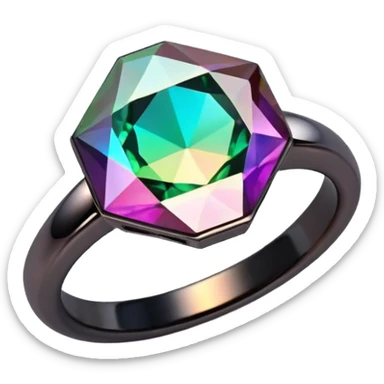 Multichrome coloringshifting 3D diamond, Black chrome ring
 sticker