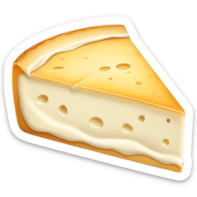 cinematic-realistic-brie-cheese-emoji,-featuring-a-creamy gooey center,-soft-ripened-cheese-with-a-delicate-rind-rendered-with-lifelike-detail-and-inviting,-natural-lighting. sticker
