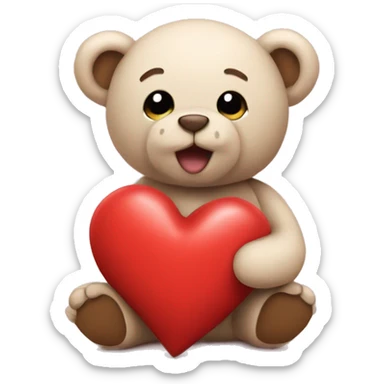 heart with little teddy bear sticker