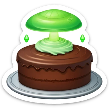 piece of cake in a green light being stolen by flying above it ufo  sticker