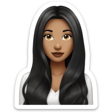 Girl with long black hair, mink eyelash extensions and lip fillers sticker