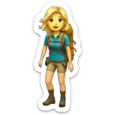 blonde backpacking girl in the mountains sticker