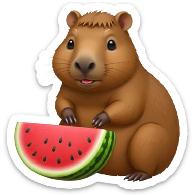 Capybara with watermelon and cute sticker
