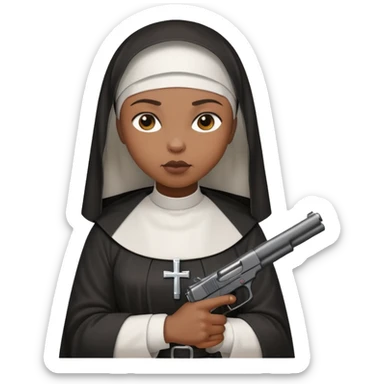 Black woman nun holding a gun sticker