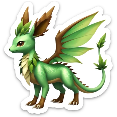 Exotic Tropical Rare Shiny Epic Ethereal Leafeon-Flygon-Tropius-hybrid, full body sticker