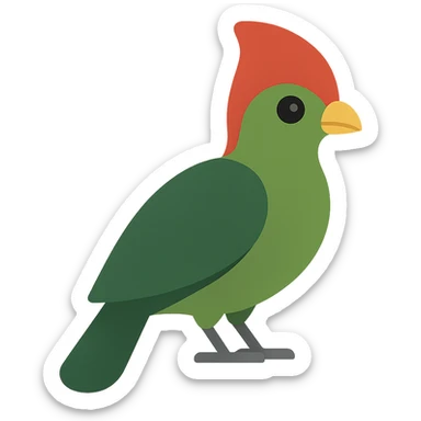 red-crested turaco, flat toon illustration sticker