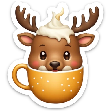 cute reindeer sipping hot eggnog sticker