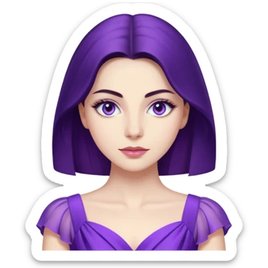 Demet özdemir as a character from game of thrones with lilac eyes and a purple dress. sticker