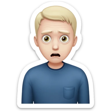 A realistic portrait of a man in horror, waist-length sticker